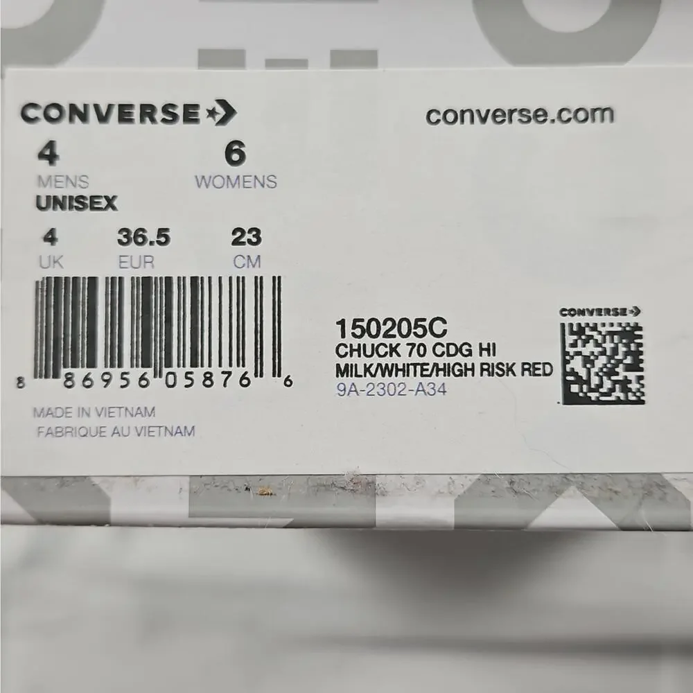 Unisex M4 W6 Chuck 70 High Milk White CDG Heart Sneakers by Converse